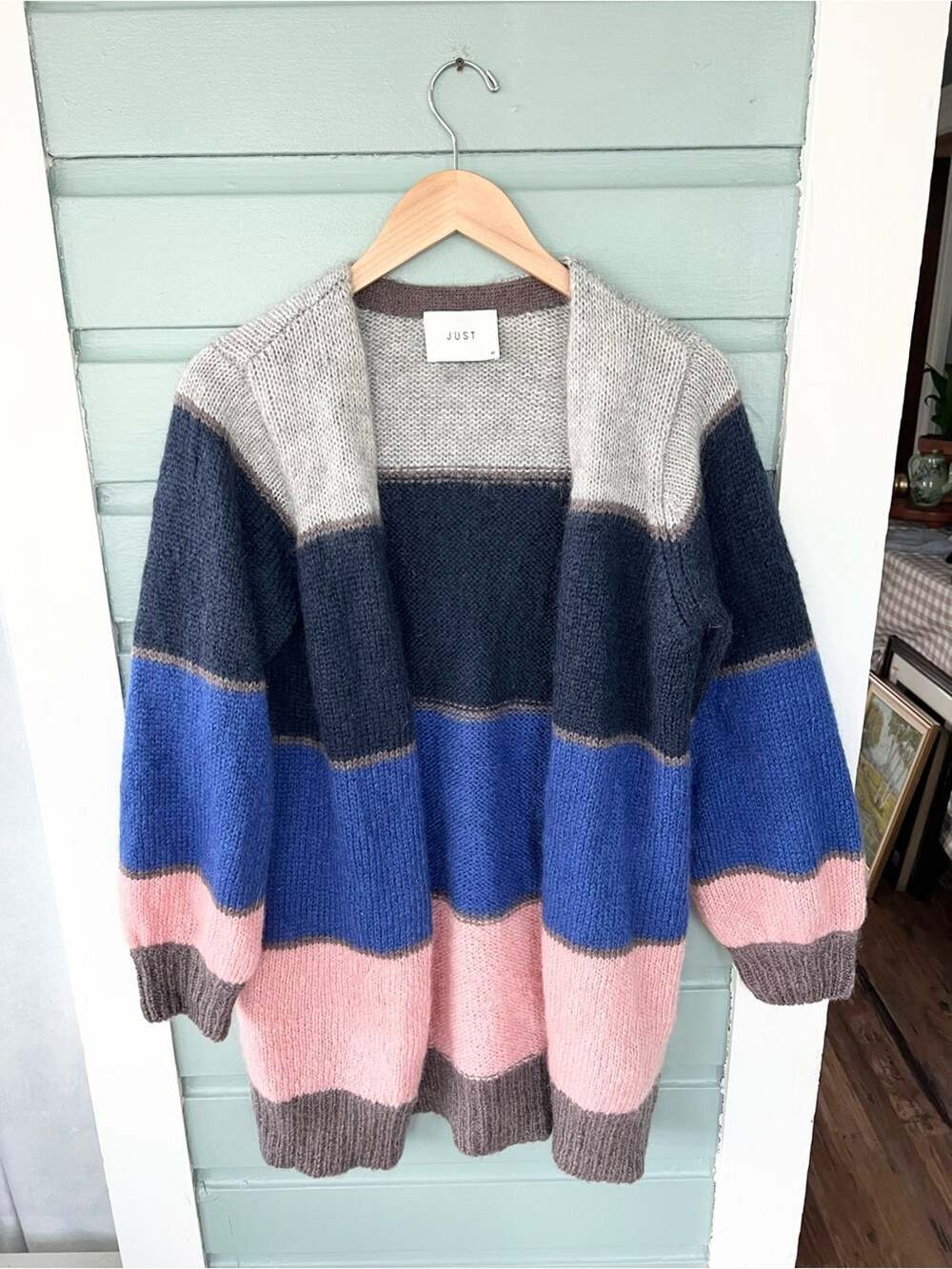 Just female silje cardigan sweater striped mohair wool fall academia size XS